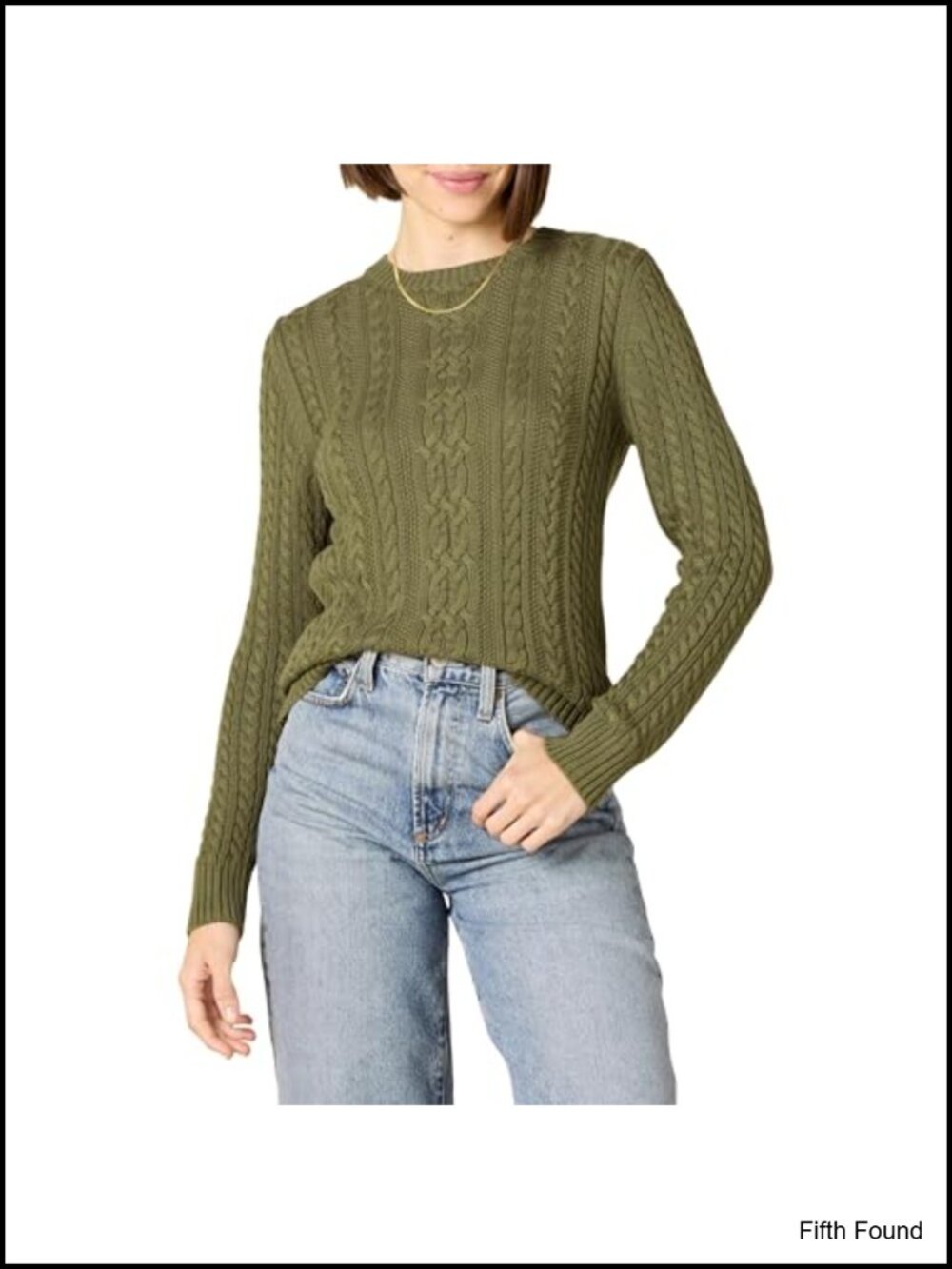 Women's Regular Fit Soft Cotton Cable Knit Ribbed Crewneck Sweater Pullover